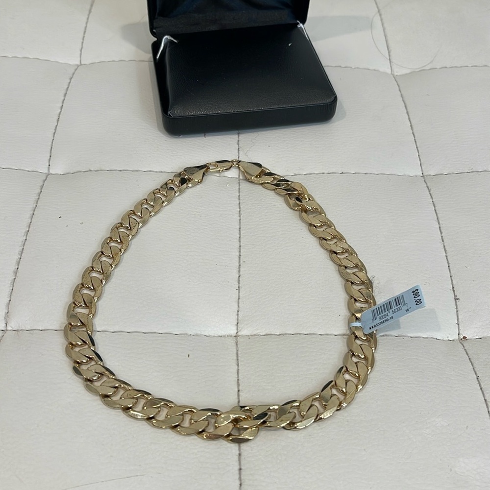 Mens 14K Gold over brass curb chain necklace 18”